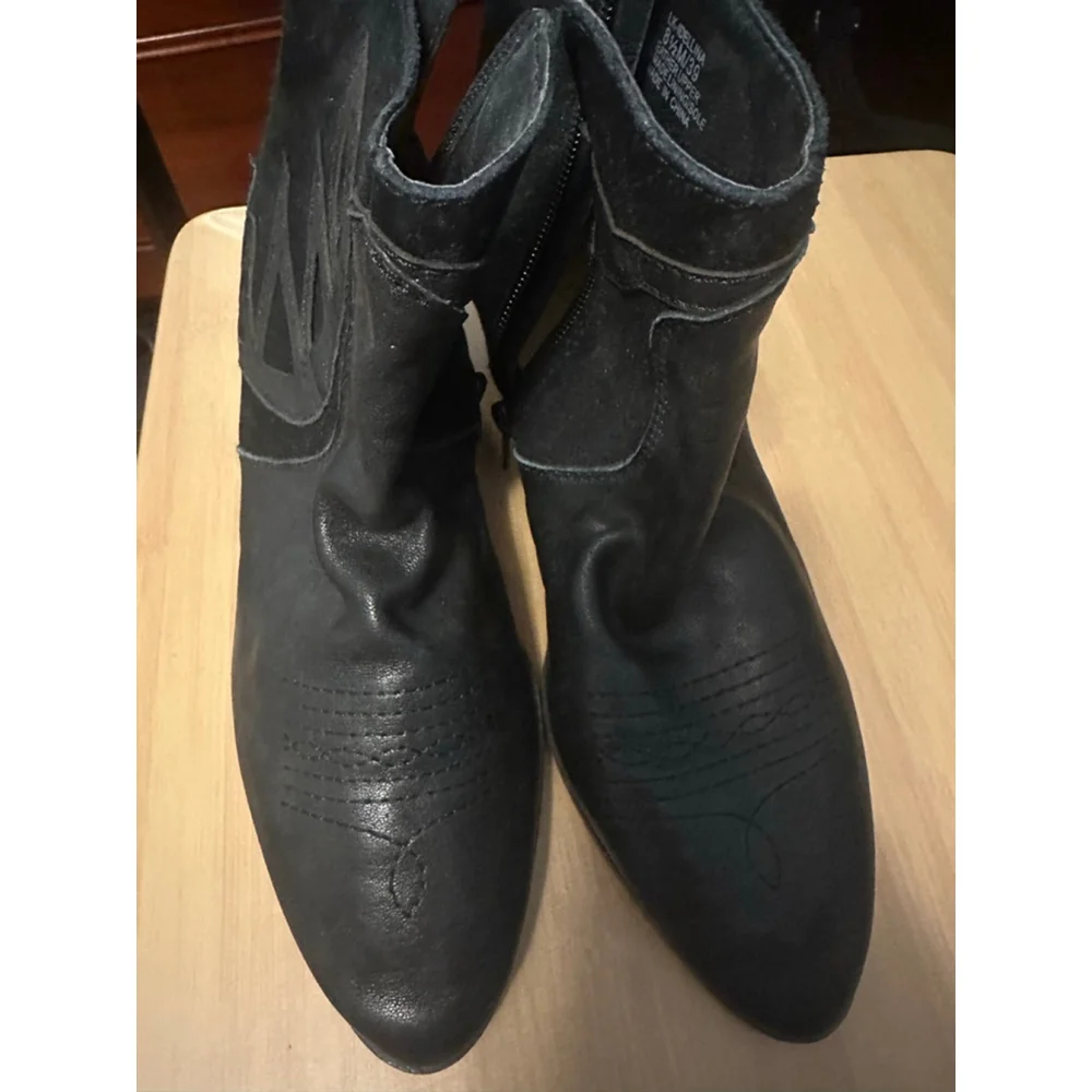 Lucky Brand Black Leather Ankle Boots Booties Size 8.5